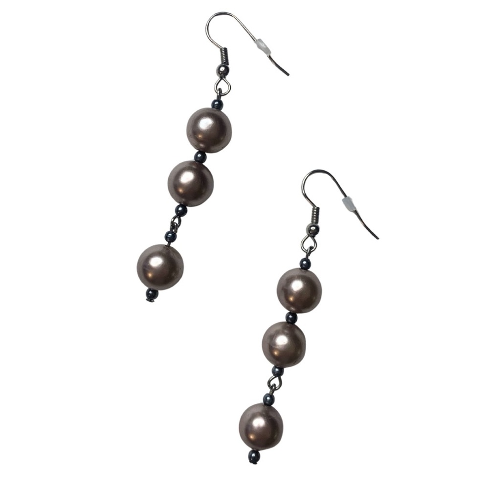 2/$30 NY&C Faux Pearl Pink Silver Drop Earring Dangling Dainty Romantic Coquette
